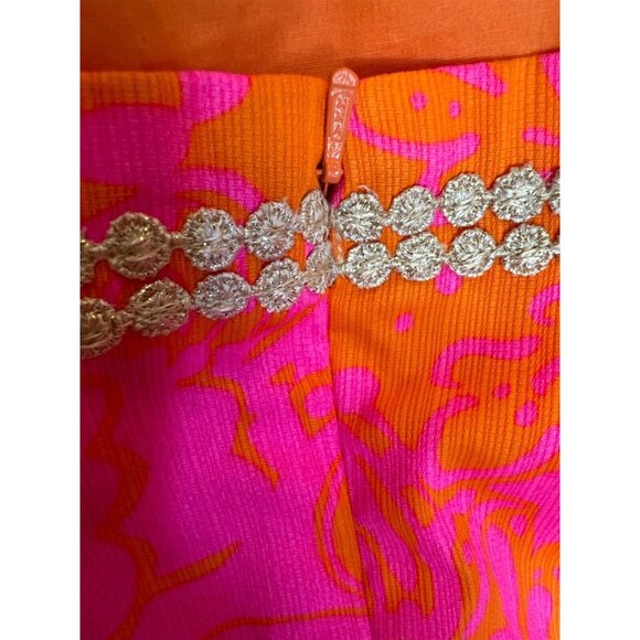 Lilly Pulitzer Hot Pink/Orange With Gold Accents 2015 Seaesta Romper Size 4 - Picture 8 of 14